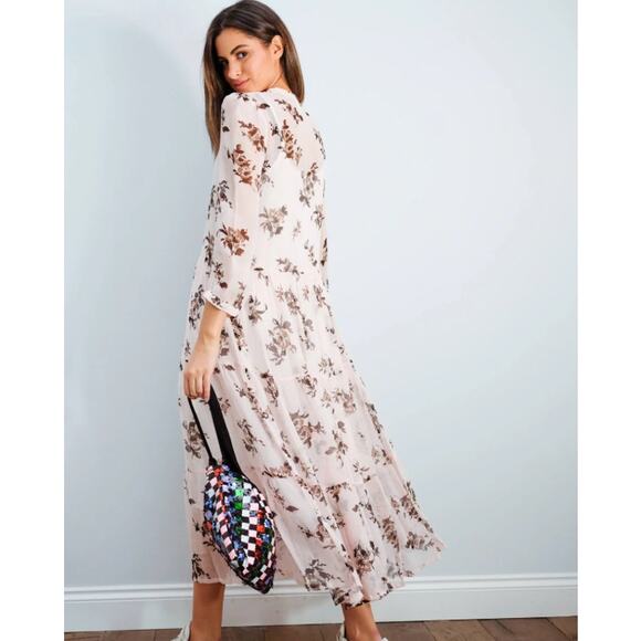 Baum Und Pferdgarten Aia Printed Shirt Dress Floral Puff Sleeve Tiered Maxi - Picture 5 of 16